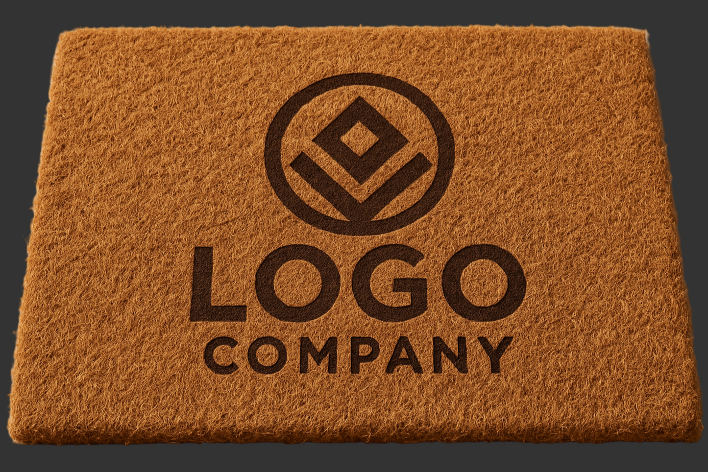 https://www.porticosystems.com/wp-content/uploads/2023/01/PS_ISS_SynCoco_CLM.pdf use this as inspiration and make a photo of a logo mat made of coco coir that looks similar