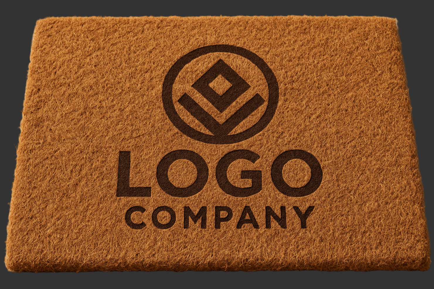 https://www.porticosystems.com/wp-content/uploads/2023/01/PS_ISS_SynCoco_CLM.pdf use this as inspiration and make a photo of a logo mat made of coco coir that looks similar